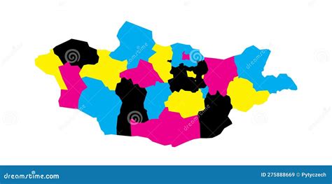 Mongolia Political Map Of Administrative Divisions Cartoon Vector