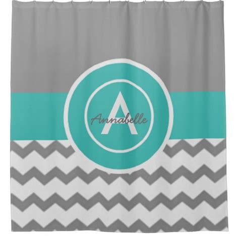 Gray Teal Chevron Shower Curtain Zazzle