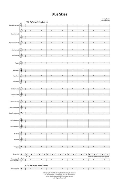 Blue Skies Arr Sam Every Sheet Music Willie Nelson Brass Band