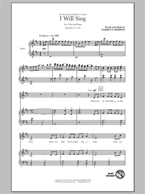 I Will Sing | Sheet Music Direct