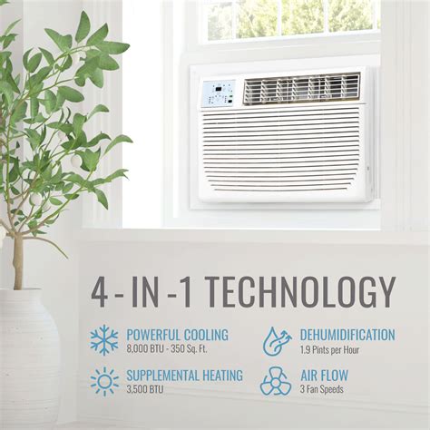 Keystone 8000 Btu 115 V 350 Sq Ft Window Air Conditioner With Heater White