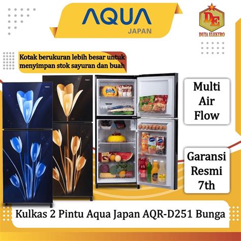 Jual Kulkas 2 Pintu Aqua Japan AQR D251 Bunga Shopee Indonesia