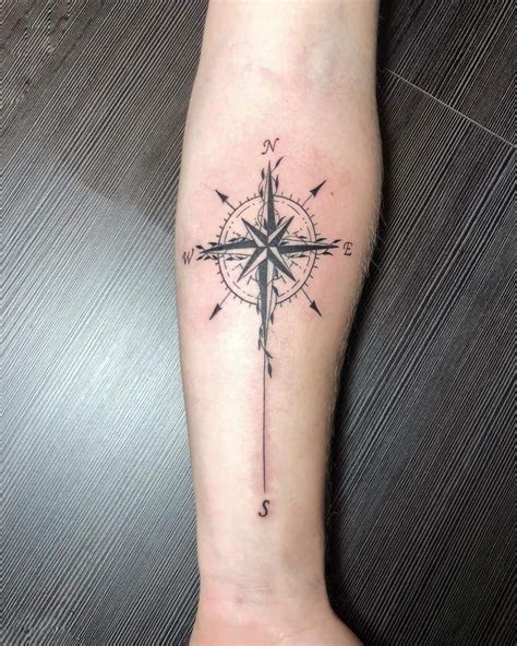 Black Ink Compass Tattoo Realistic Idea Compass Tattoo Design Compass Tattoo Forearm Compas