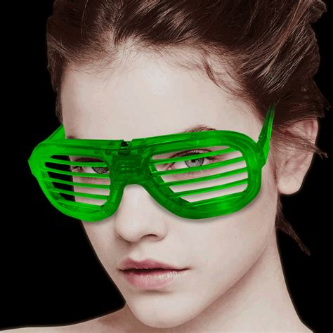 Led Flashing 80s Sunglasses Green Wrist Band Sku 10341