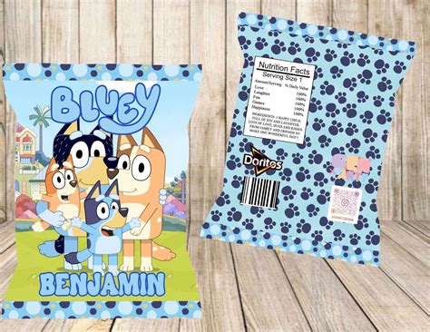 Bluey Chip Bag Bluey Custom Party Favor Treat Bluey Party Etsy