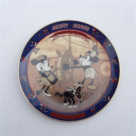 Mickey And Minnie Through The Years Steamboat Willie Plate Etsy