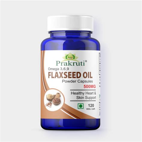 Prakruti Flaxseed Oil Powder Capsules 500mg For Health Heart And Skin Support At 765 82 Inr In