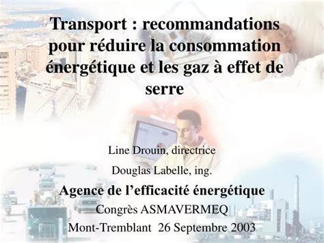 Ppt Transport Recommandations Pour R Duire La Consommation