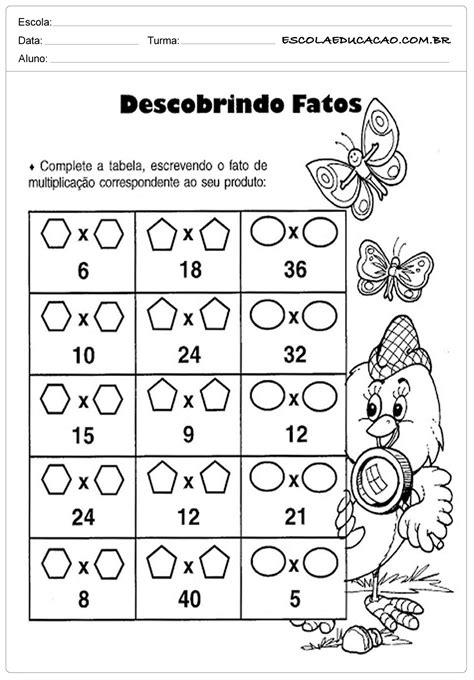 Atividades de Matemática 3º ano Descobrindo os fatos Escola Educação