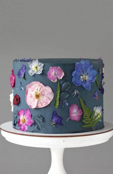 33 Edible Flower Cakes Thatre Simple But Outstanding Grey Cake Edible Flowers