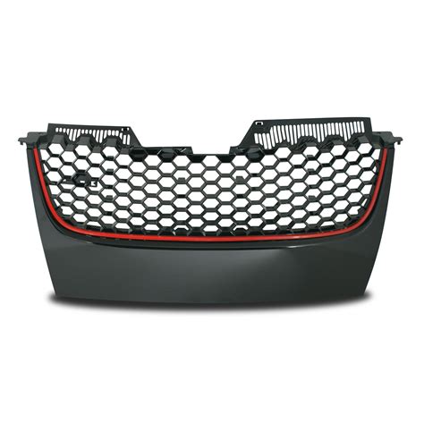 Jom Frontgrill Gti Look Med Honey Comb Gitter I Sort Med Rød Liste Til Vw Golf 5 Frontgrill