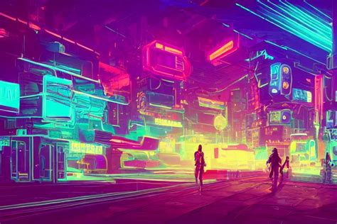 A Dreamlike Cyberpunk City Sit In The Very Far Future Stable Diffusion