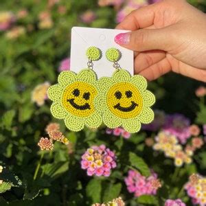 Daisy Happy Face/ Smiley Earrings/ Summer Earrings/ Statement Earrings ...