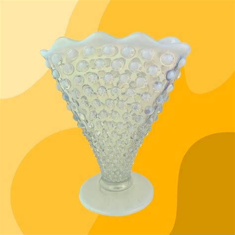 Fenton Art Vintage Fenton Hobnail Opalescent Moonstone Fan Vase White To Clear Glass Poshmark