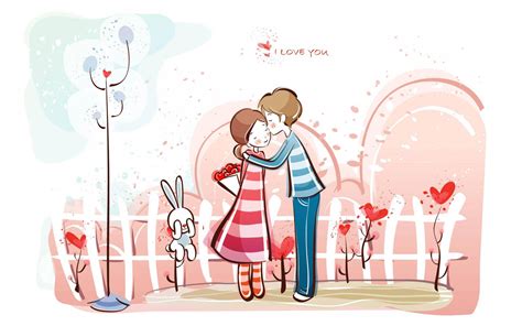 Download Cute Couple Drawing Kissing Wallpaper | Wallpapers.com