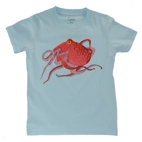 Cute Unisex Octopus Print Baby Blue Toddler Tee