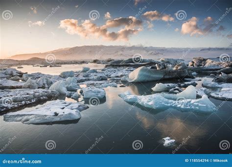 Frozen Lake in the Winter, Iceberg Lagoon, Iceland Stock Photo - Image ...