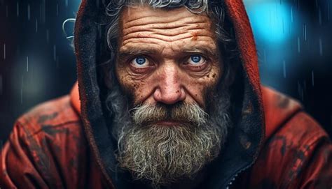 Premium AI Image | homeless person emotional editorial portrait photography