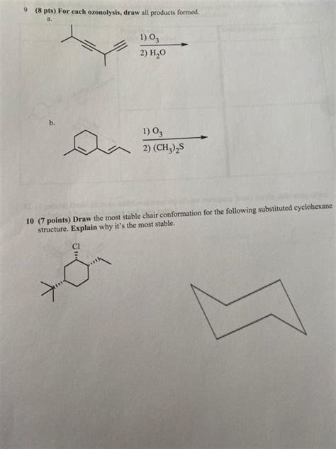 Solved 9 8 Pts For Each Ozonolysis Draw All Products Chegg