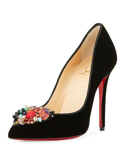 X3axd Christian Louboutin Diva Cora Velvet 100mm Red Sole Pump Blackmulti Heels Christian