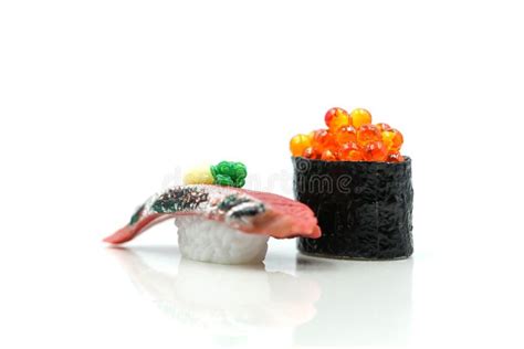 Salmon Egg On Sushi Nigiri Roll And Sushi Stock Photo Image Of