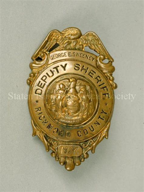 Image of 90.030, Richmond County Deputy Sheriff Badge used ca. 1930 by George Sweeney of Staten ...