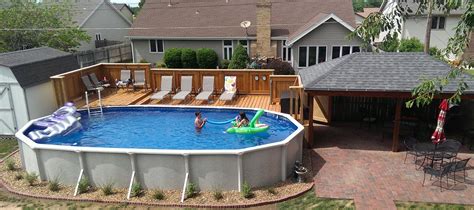 cool oval above ground pool deck ideas homestylediary regarding size ...