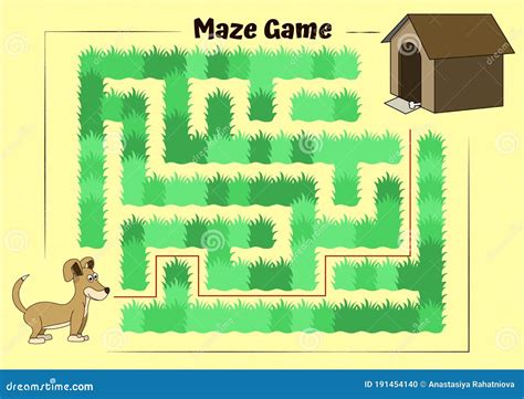 Dog And Doghouse Maze Educational Game For Children Stock Vector