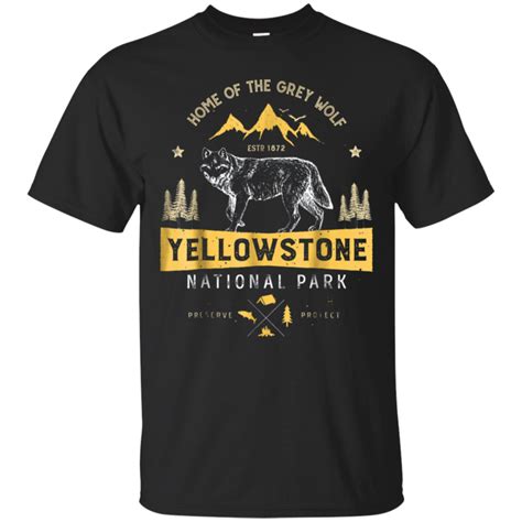 Yellowstone National Park T Shirt Us Wolf Vintage Men Women