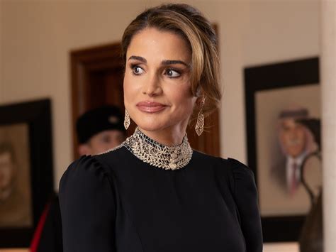 Queen Rania Wears An Elegant Black Dior Gown For Prince Hussein And