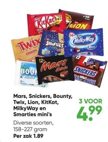 Mars Snickers Bounty Twix Lion Kitkat Milkyway En Smarties Mini S