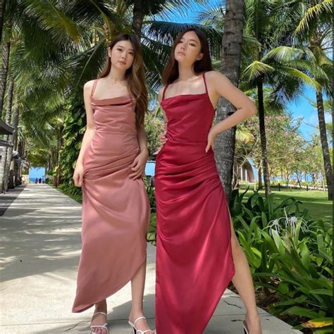 Jual GIGI BRIDESMAID SATIN DRESS KOREA BODYCON FIT WITH FLARE BOTTOM