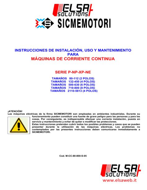 Instrucciones De Instalaci N Uso Y Mantenimiento Para Maquinas