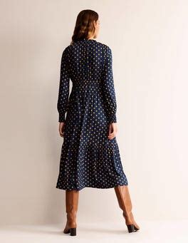 Rosanna Long Sleeve Tea Dress French Navy Spot Boden Uk