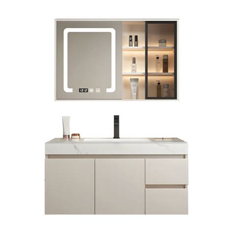 Vanity Murale De Salle De Bain En Bois Blanc Moderne Avec Comptoir En