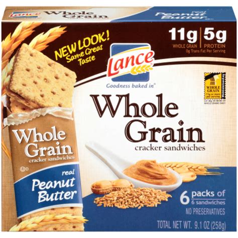 Lance Whole Grain Peanut Butter Sandwich Crackers 6 Ct 1 51 Oz Kroger