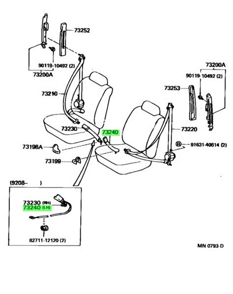 Genuine Toyota 73230 60011 B0 7323060011b0 Belt Assy Front Seat Inner For Toyota Land Cruiser