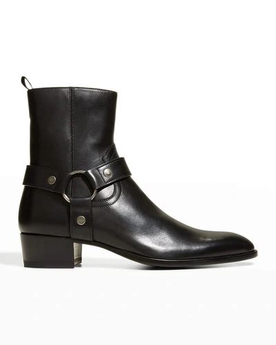 Saint Laurent Black Wyatt Harness Boots Modesens