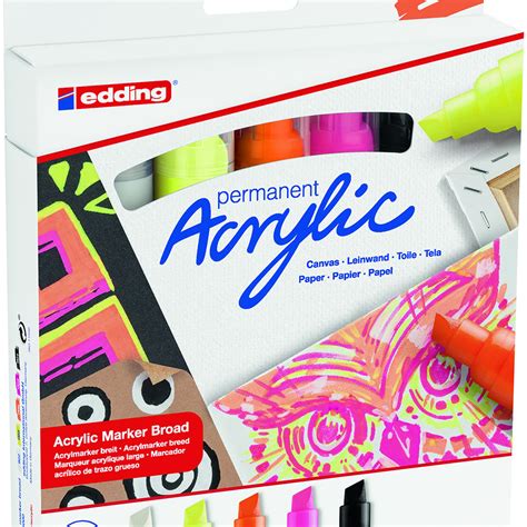 Edding Acrylic Paint Markers Chisel Tip Broad Neon Colours