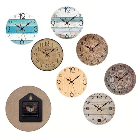 Horloge Murale Rustique Vintage En Bois Pour Salon Chiffres Arabes