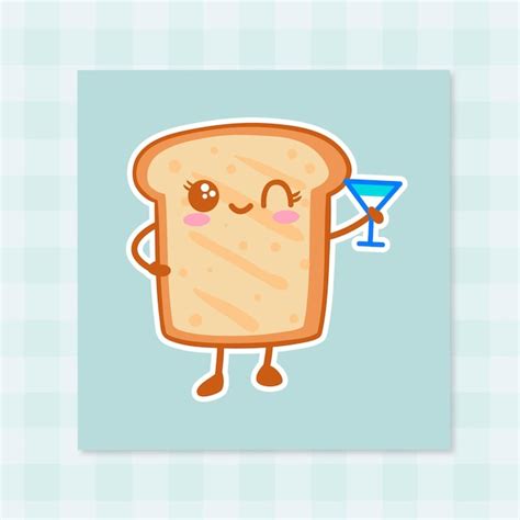 Premium Vector Cute Cartoon Bread Hand Drawn Kawaii Doodle