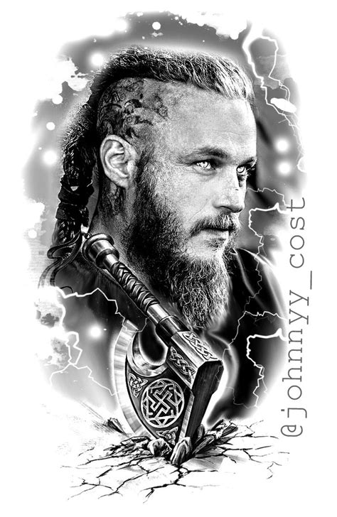 Ragnar Lodbrok Realismo Em Tatuagem Tatuagens Preto E Cinza Tattoo