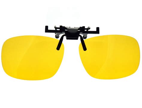 Yellow Night Vision Retro Polarized Clip On Flip Up Aviator Plastic