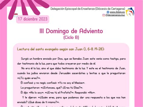 Delegación de Enseñanza Diócesis de Cartagena Evangelio del III