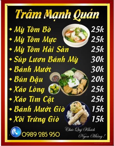 Menu Quán Ăn Sáng, Điểm Tâm Sáng - KhoThietKe.Net