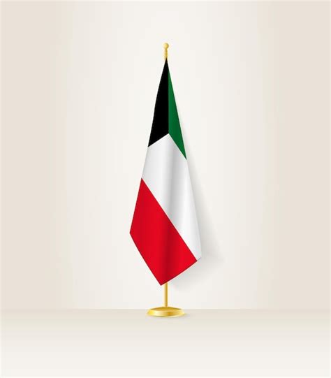 Bandera De Kuwait En Un Soporte De Bandera Vector Premium