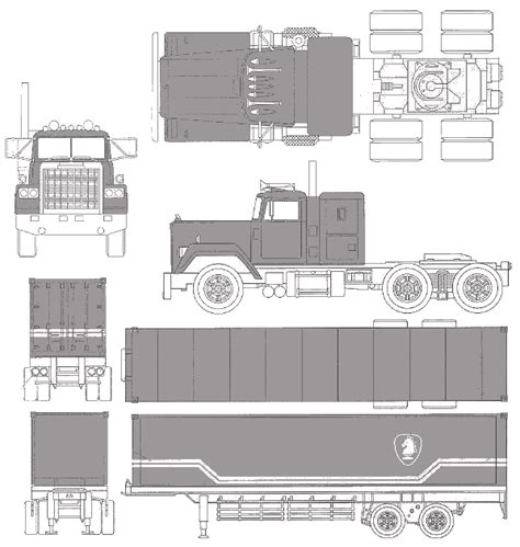 Other Knight Rider Trailer Heavy Truck blueprints free - Outlines