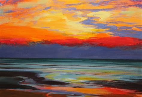 Sunset Beach Acrylic Painting By Sandra Francis Artfinder