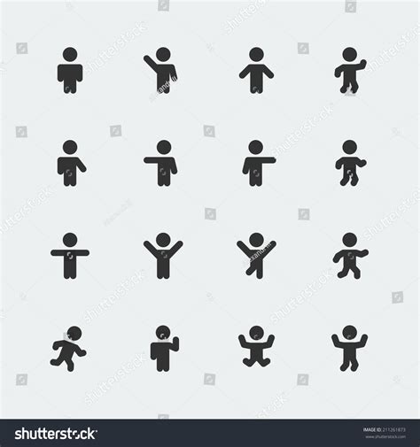 Stick Men Vector Icons Set Stock Vector Royalty Free 211261873