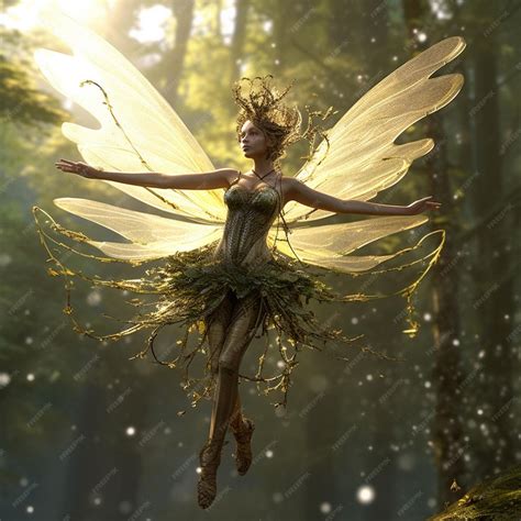 Premium Ai Image There Is A Fairy Flying Through The Air In The Woods